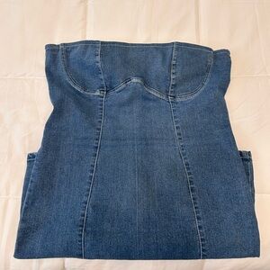 American Threads Strapless Denim Mini Dress